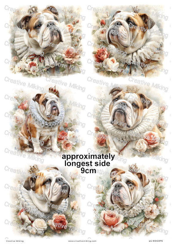 English Bulldog Dog Decoupage Rice Paper | DOG075