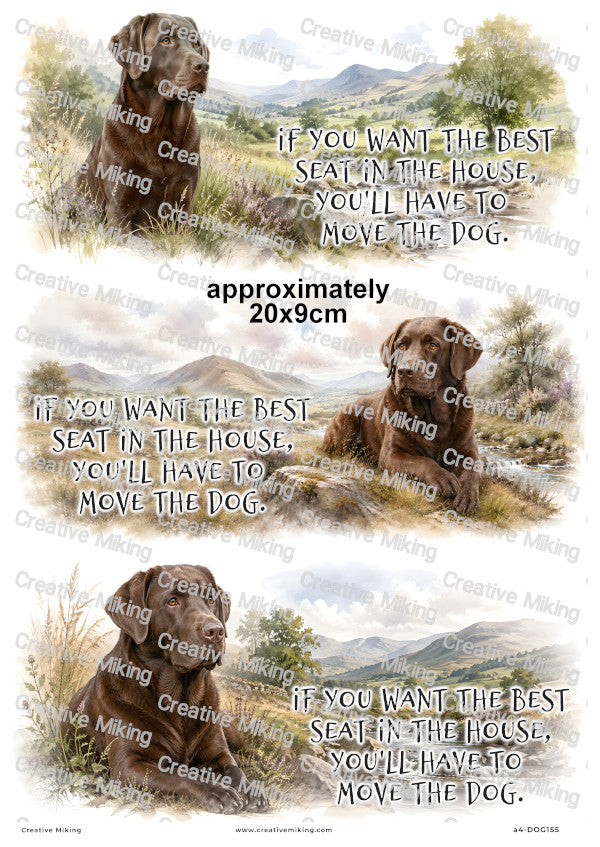 Chocolate Labrador Dog Funny Decoupage Rice Paper | DOG155