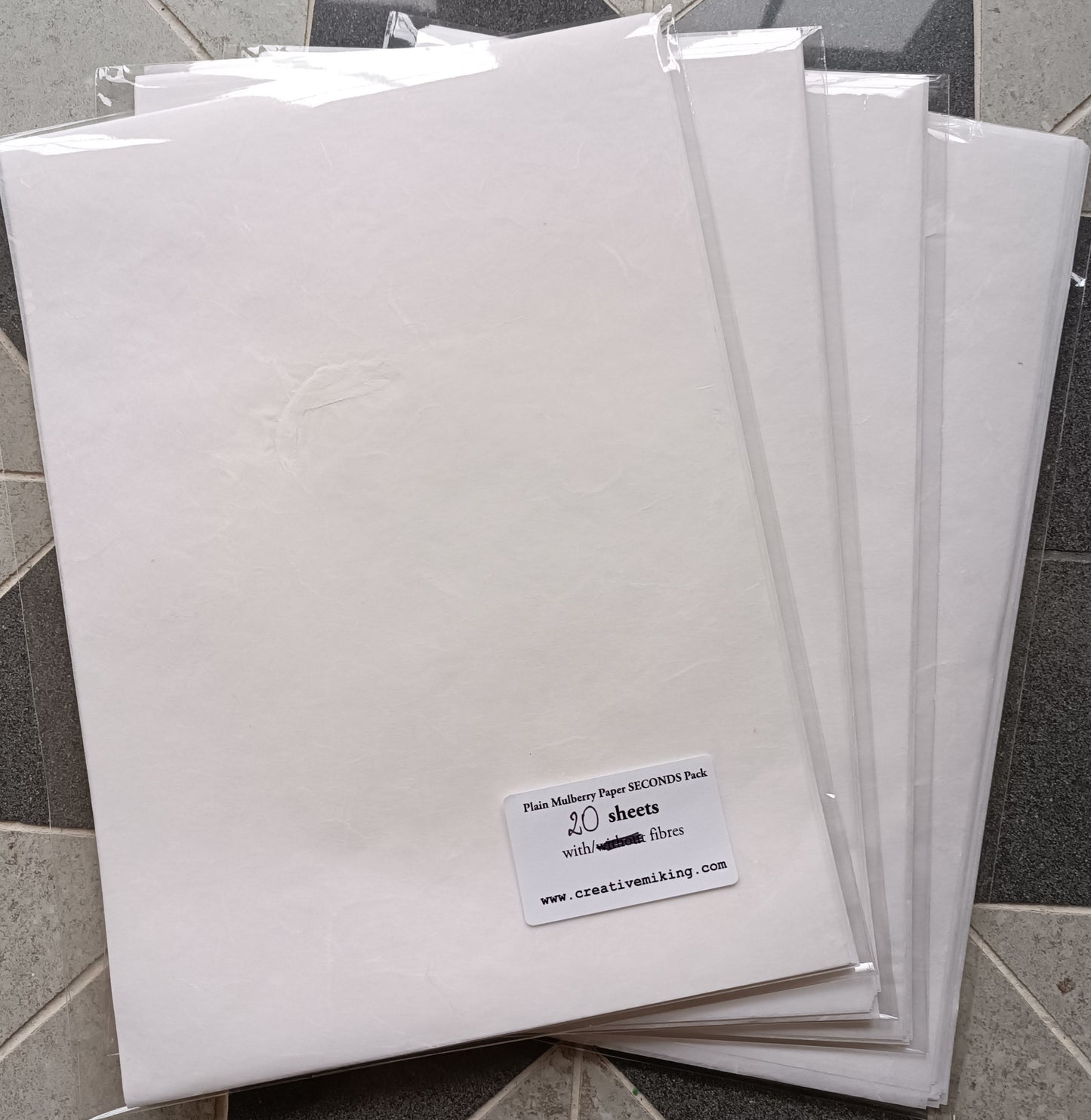 SECONDS Plain Mulberry Paper WITH Fibres, A4 size, 30gsm - 20 sheets