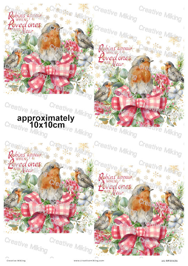 Robins Christmas Decoupage Rice Paper | RP2043b