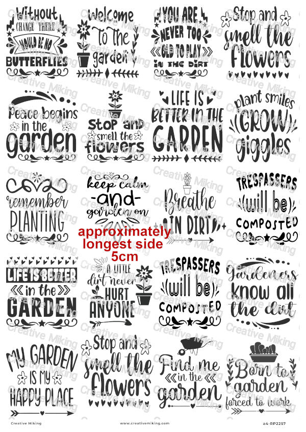 Garden Text Decoupage Rice Paper | RP2257
