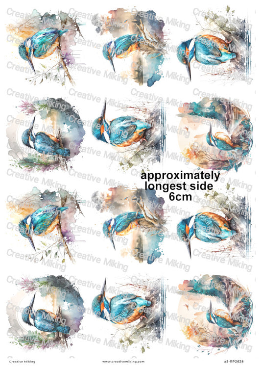 Kingfisher Bird Decoupage Rice Paper | RP2628