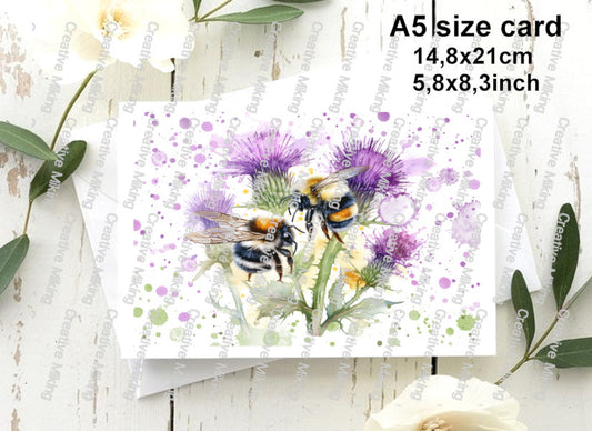 RP3268c - Bumblebees and Thistle