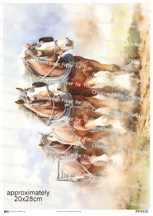 Heavy Horses Decoupage Rice Paper | RP4535