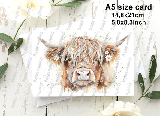 RP4625 - Highland Cow with Daisies