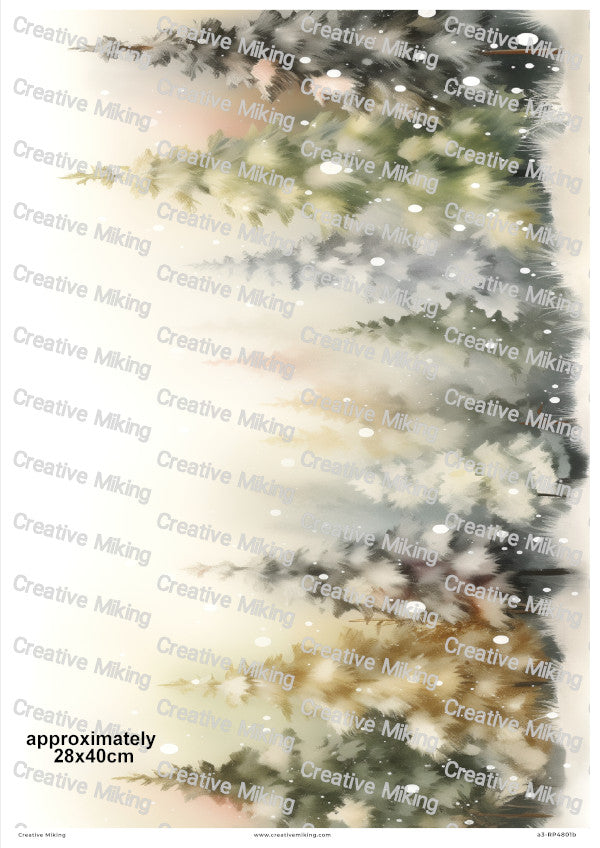 Winter Pine Trees Christmas Decoupage Rice Paper | RP4801b
