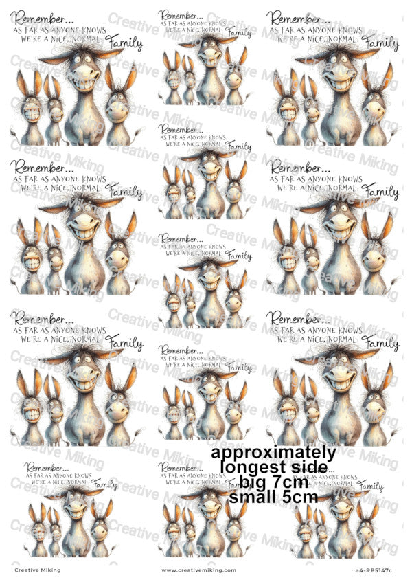 Donkey Family Decoupage Paper | RP5147c