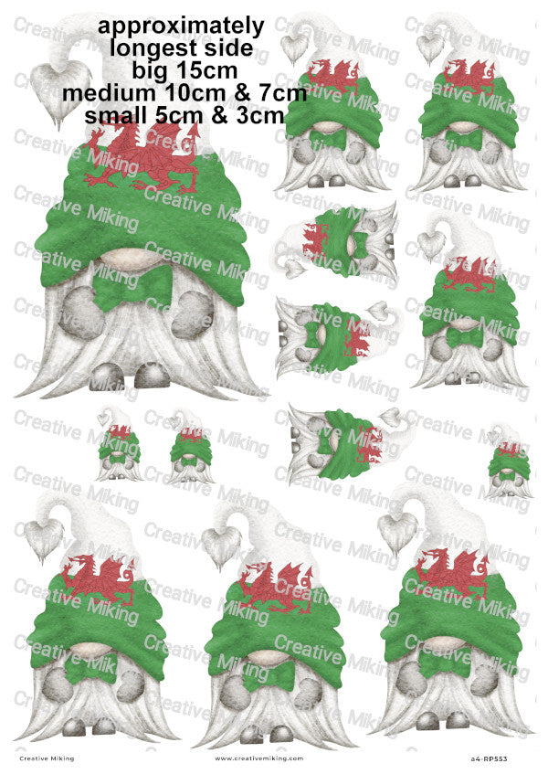 Welsh Flag Gnome Decoupage Rice Paper | RP553