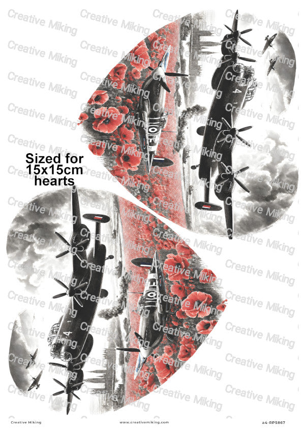 Lancaster Bomber With Poppies Remembrance Decoupage Rice Paper | RP5867