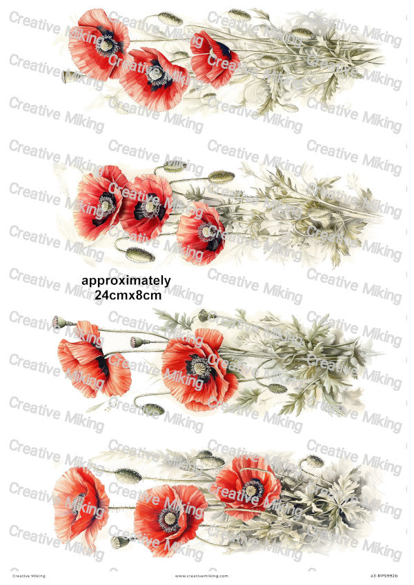 Poppy Flower Decoupage Rice Paper | RP5992b