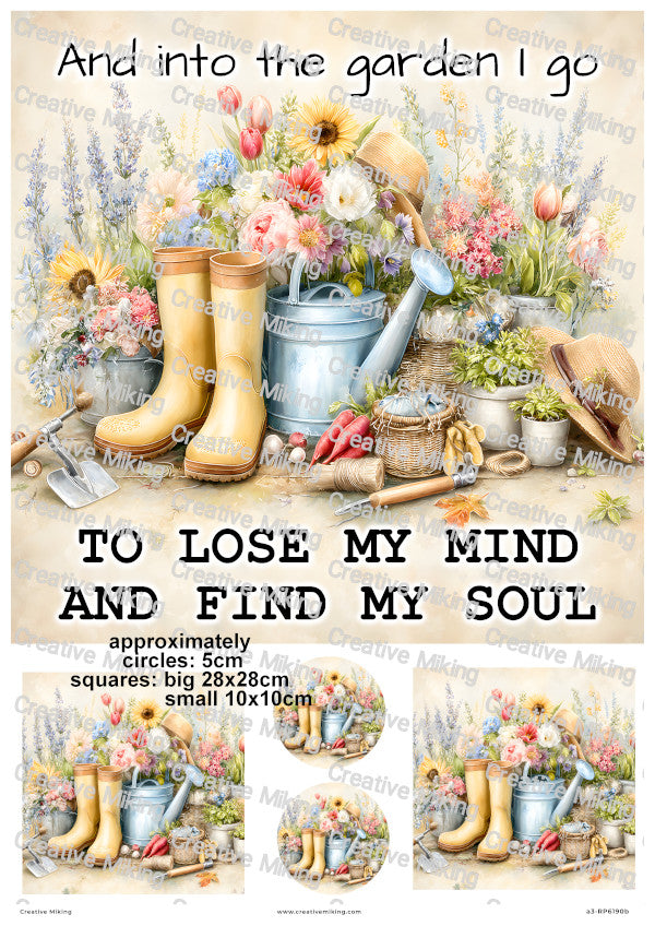 Cottage Garden Wellies With Flowers Decoupage Rice Paper | RP6190b