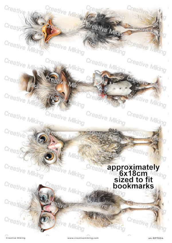 Ostrich Cartoon Character Decoupage Paper | RP7004