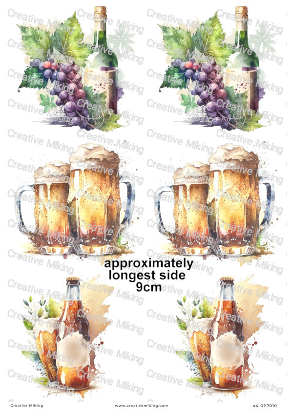 Alcohol Drinks Decoupage Paper | RP7010