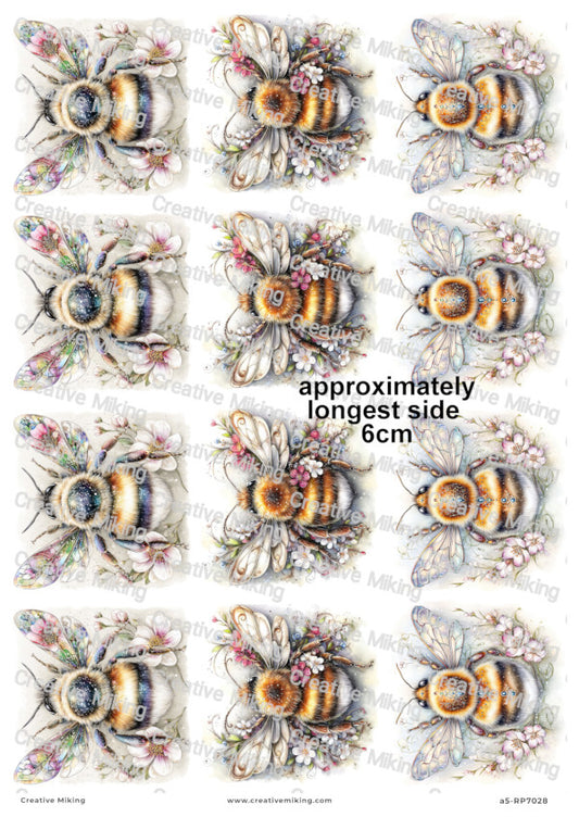 Bumblebee With Flowers Decoupage Paper | RP7028