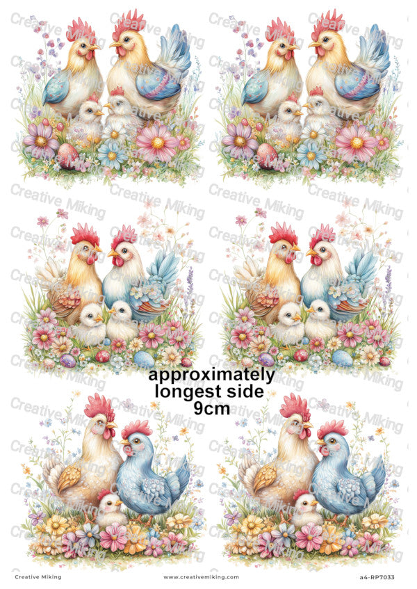 Chicken Family Decoupage Rice Paper | RP7033