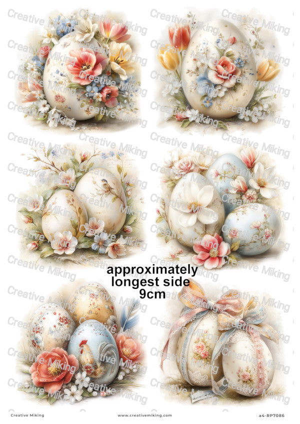Floral Easter Eggs Decoupage Paper | RP7086
