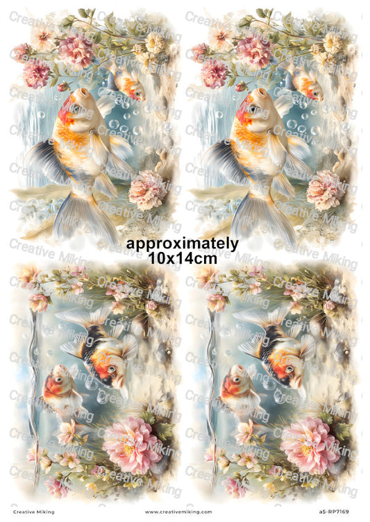 Koi Carp Fish Decoupage Rice Paper | RP7169