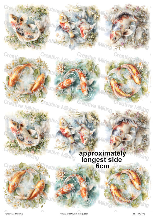 Koi Carp Fish Decoupage Rice Paper | RP7176
