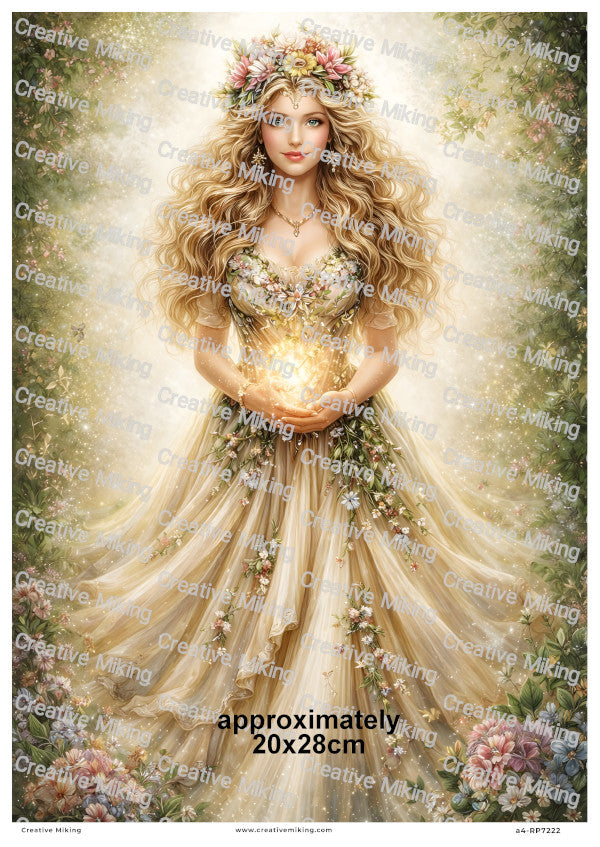 Floral Nature Goddess With Light Energy Decoupage Rice Paper | RP7222