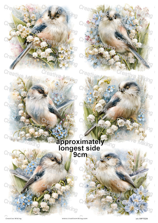 Long-tailed Tit Bird Decoupage Rice Paper | RP7328