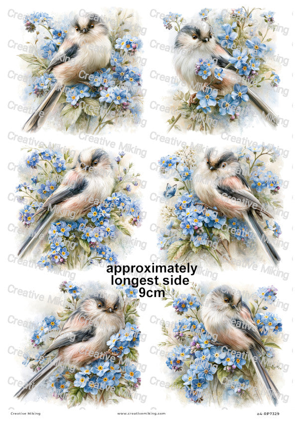 Long-tailed Tit Bird Decoupage Rice Paper | RP7329