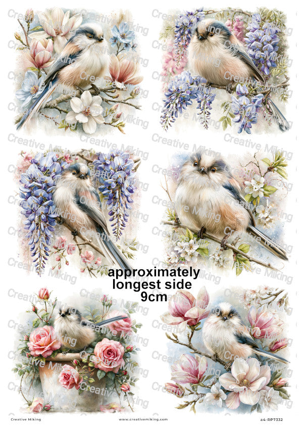 Long-tailed Tit Bird Decoupage Rice Paper | RP7332