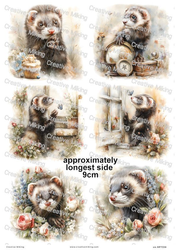 Ferret Decoupage Rice Paper | RP7338