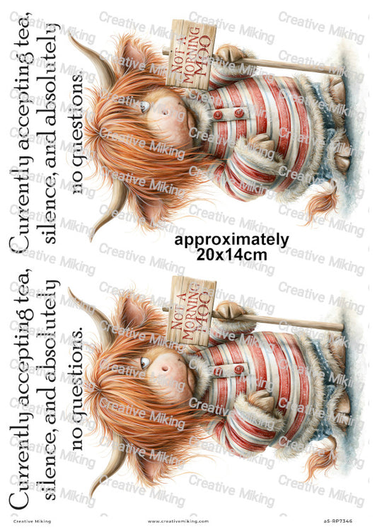 Highland Cow Funny Decoupage Rice Paper | RP7346