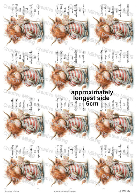 Highland Cow Funny Decoupage Rice Paper | RP7346c