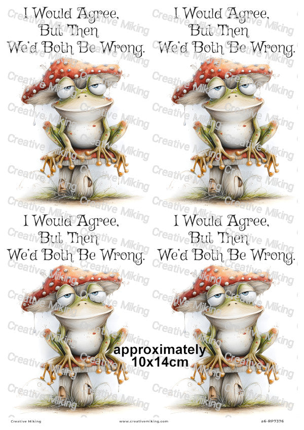 Frog On Mushroom Funny Decoupage Rice Paper | RP7376
