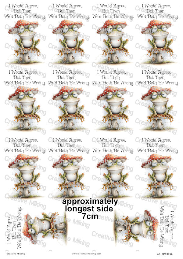 Frog On Mushroom Funny Decoupage Rice Paper | RP7376b