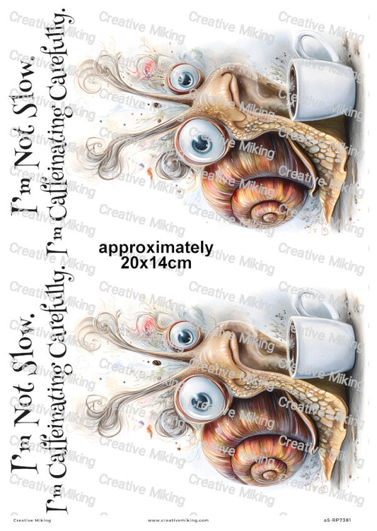 Coffee Snail Funny Decoupage Rice Paper | RP7381