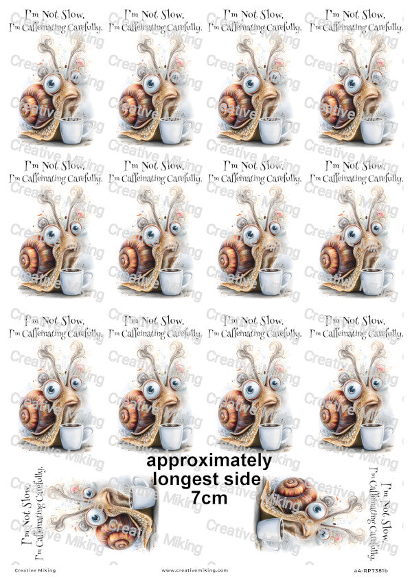 Coffee Snail Funny Decoupage Rice Paper | RP7381b