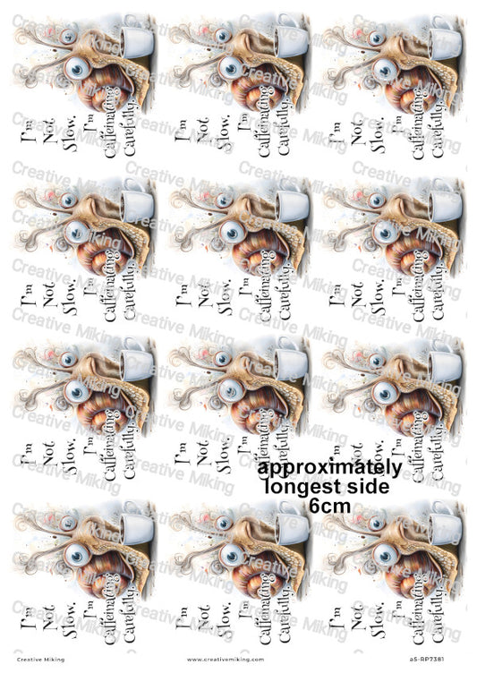 Coffee Snail Funny Decoupage Rice Paper | RP7381d
