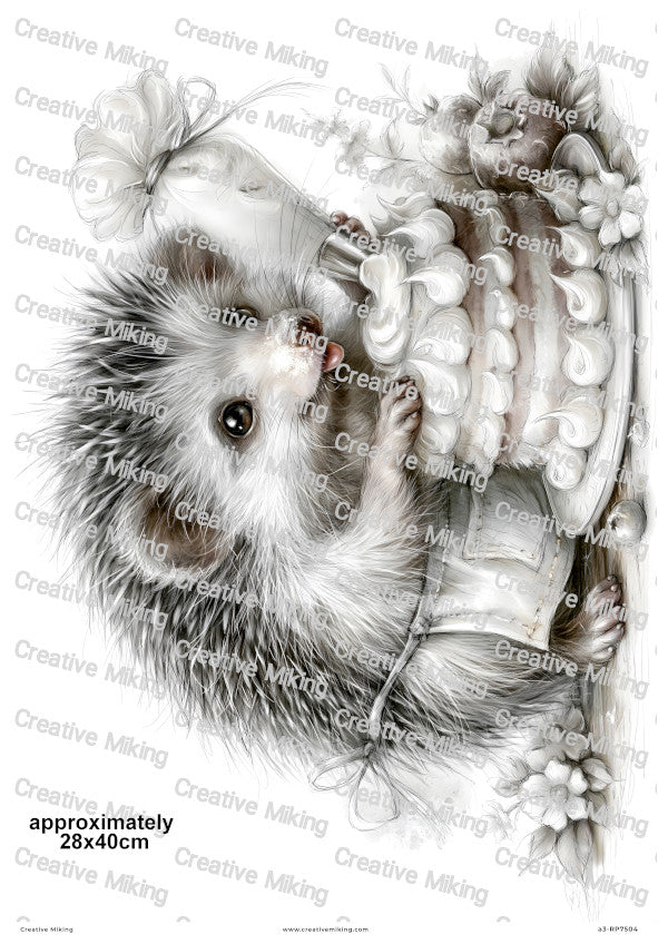 Hedgehog Baking Decoupage Rice Paper | RP7504