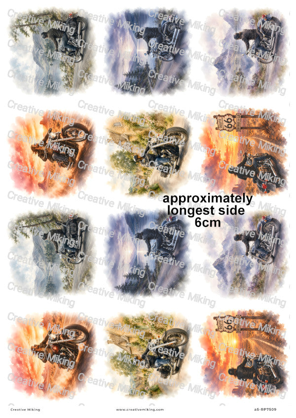 Motorbike Rider On Country Road Decoupage Rice Paper | RP7509