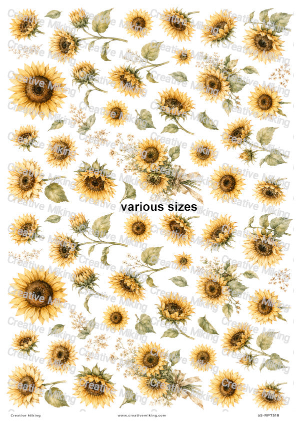Sunflower Elements Decoupage Rice Paper | RP7518