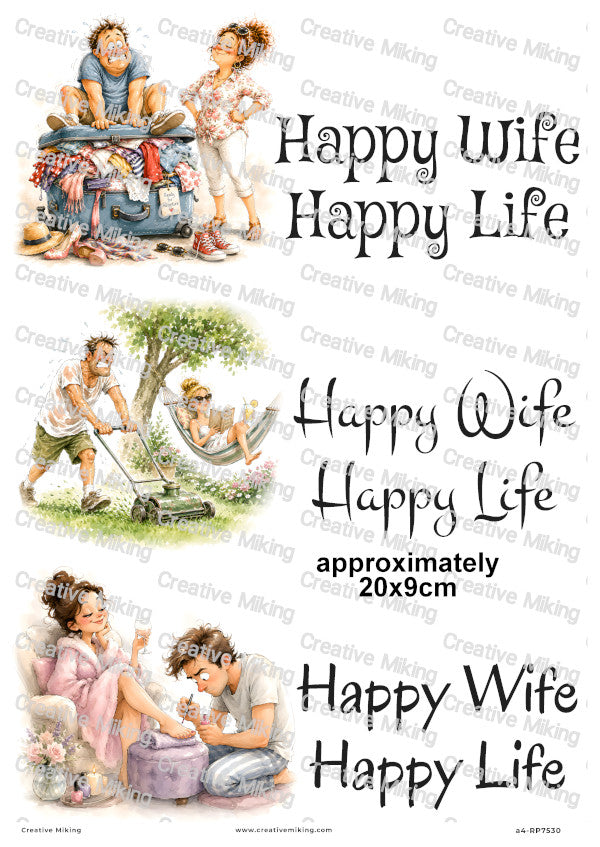 Husband And Wife Funny Decoupage Rice Paper | RP7530