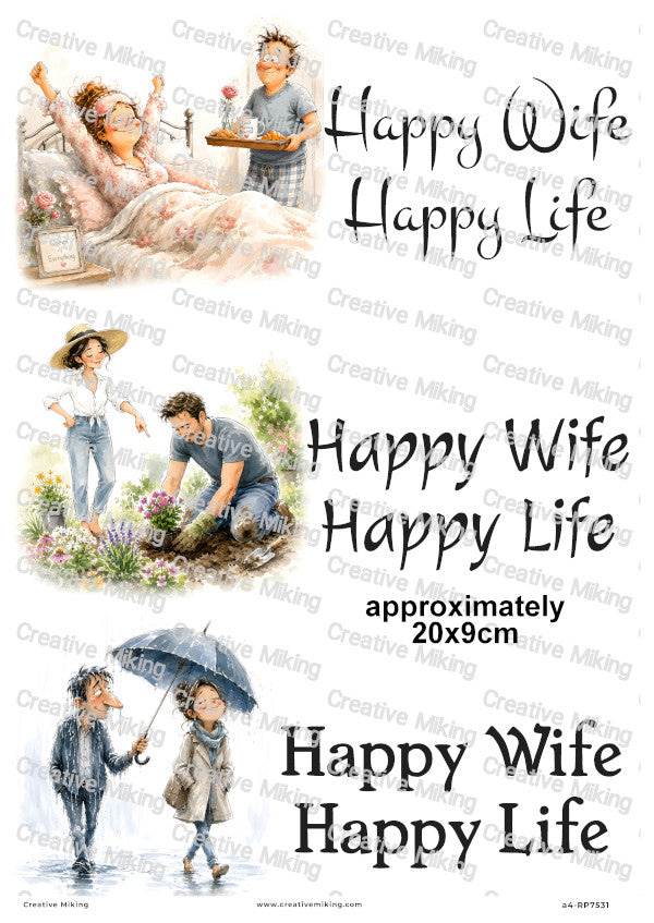 Husband And Wife Funny Decoupage Rice Paper | RP7531