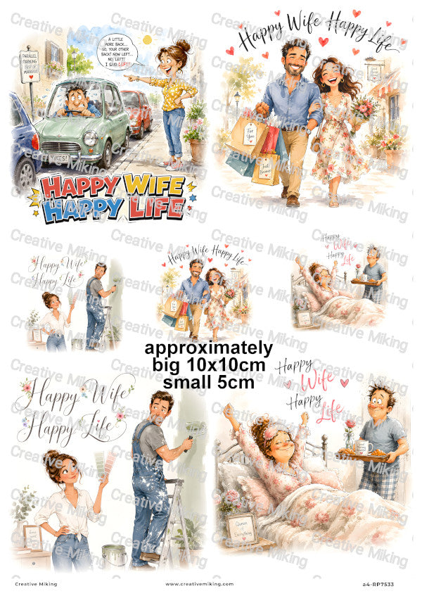 Husband And Wife Funny Decoupage Rice Paper | RP7533