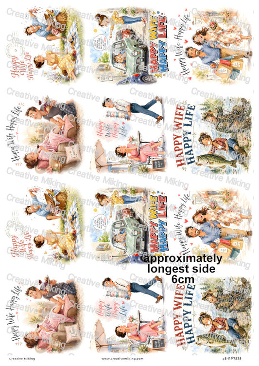 Husband And Wife Funny Decoupage Rice Paper | RP7535