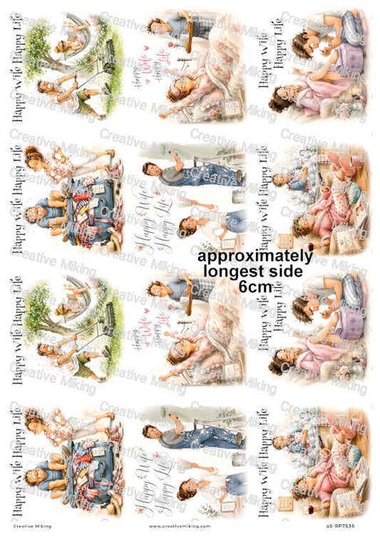 Husband And Wife Funny Decoupage Rice Paper | RP7536