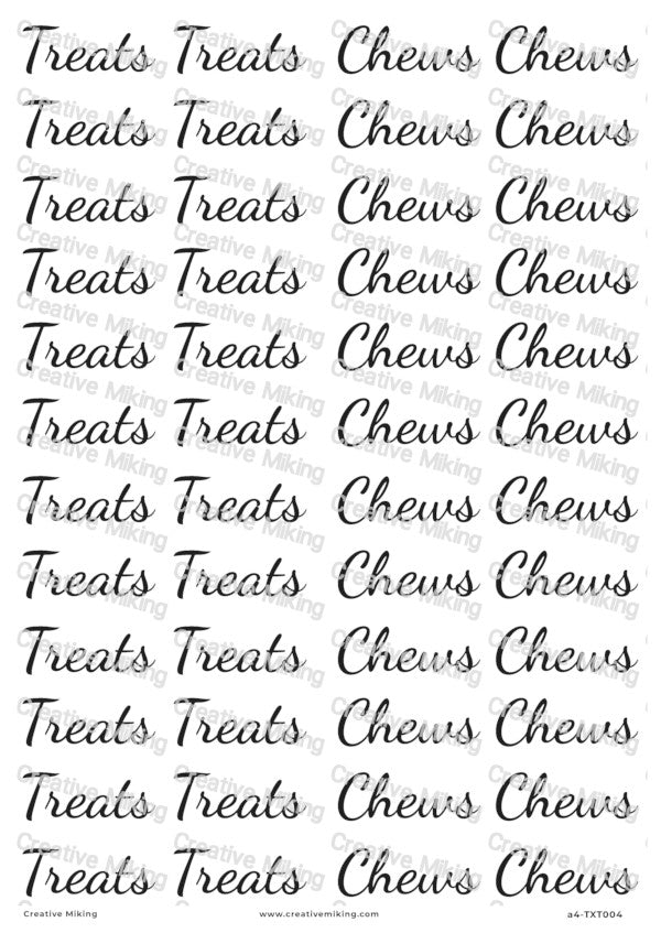 Pet Treat Labels Decoupage Paper – Treats, Chews | TXT004