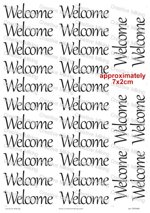 Welcome Sign Text Decoupage Paper | TXT009
