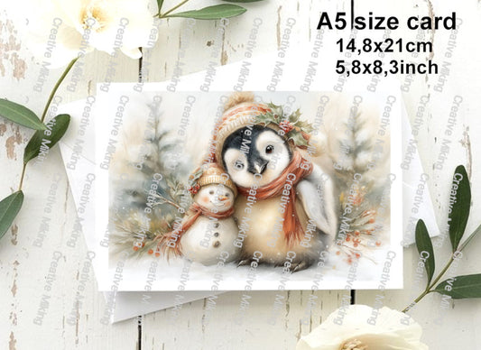 XMAS001 - Penguin with Snowman