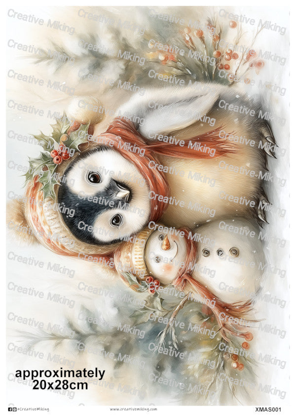 XMAS001 - Penguin with Snowman
