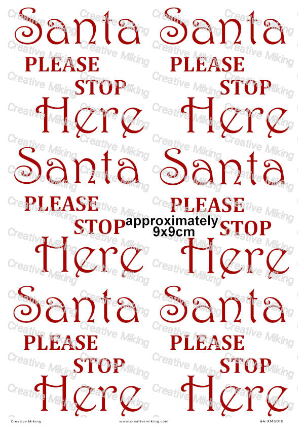 Santa Please Stop Here Christmas Decoupage Rice Paper | XMAS010