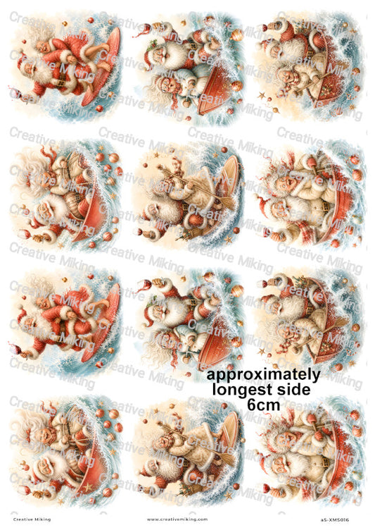 Santa And Mrs Claus Boat Ride Christmas Decoupage Rice Paper | XMAS016