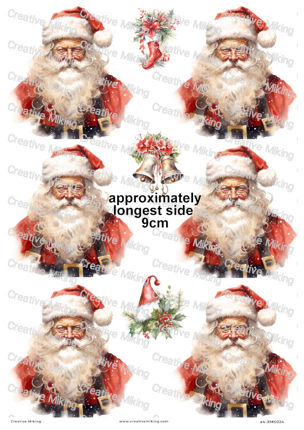 Santa Christmas Decoupage Rice Paper | XMAS024