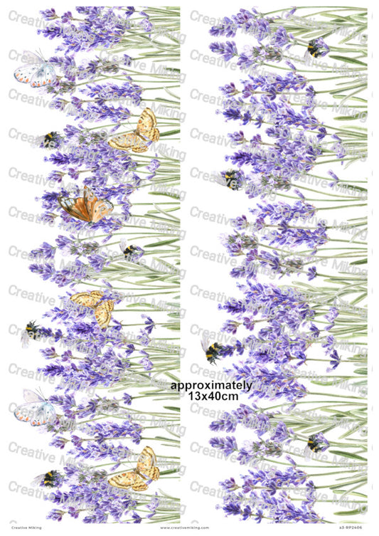 Lavender Botanical Border Decoupage Paper | RP2406